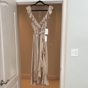 Show Me Your MuMu Cream Tie Front Ruffled Sundress